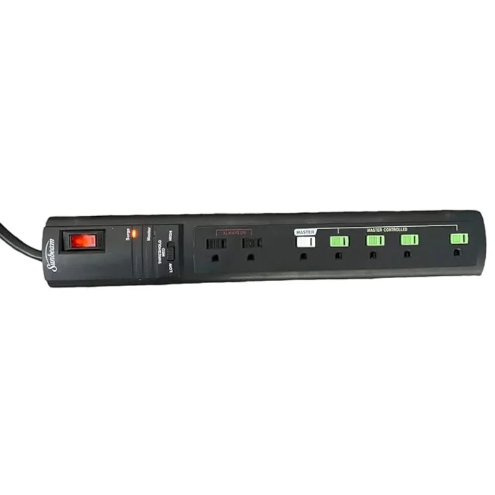 Sunbeam Advance 7 Outlet Power Strip with Surge Protector & Spaced Outlet 15A